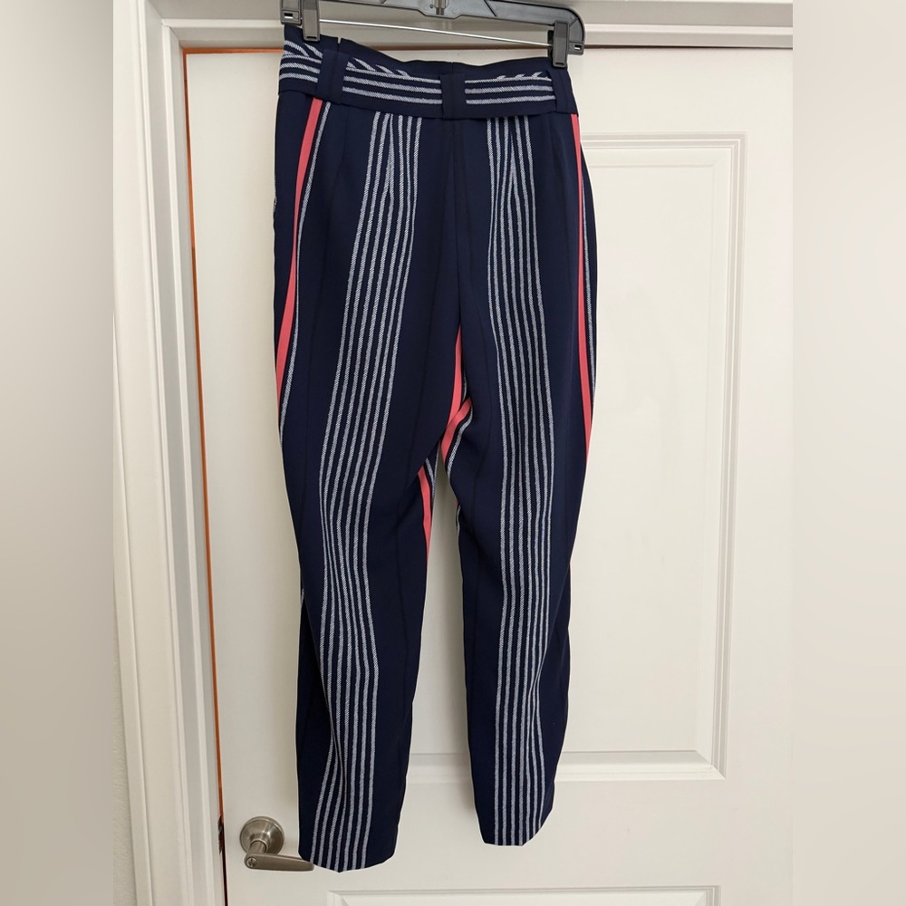 Express High Rise Navy and Pink Striped Pants - Ankle - Size M - Picture 4 of 7